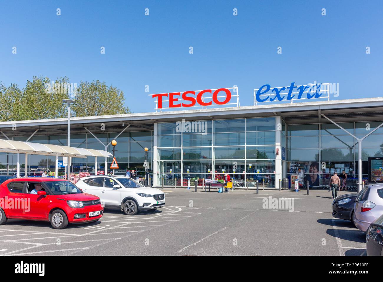 Entrance to Tesco Extra supermarket, Brading Road, Ryde, Isle of Wight