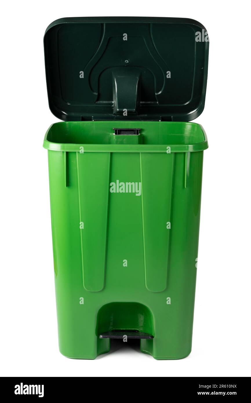 Green recycle bin isolated on white background Stock Photo - Alamy