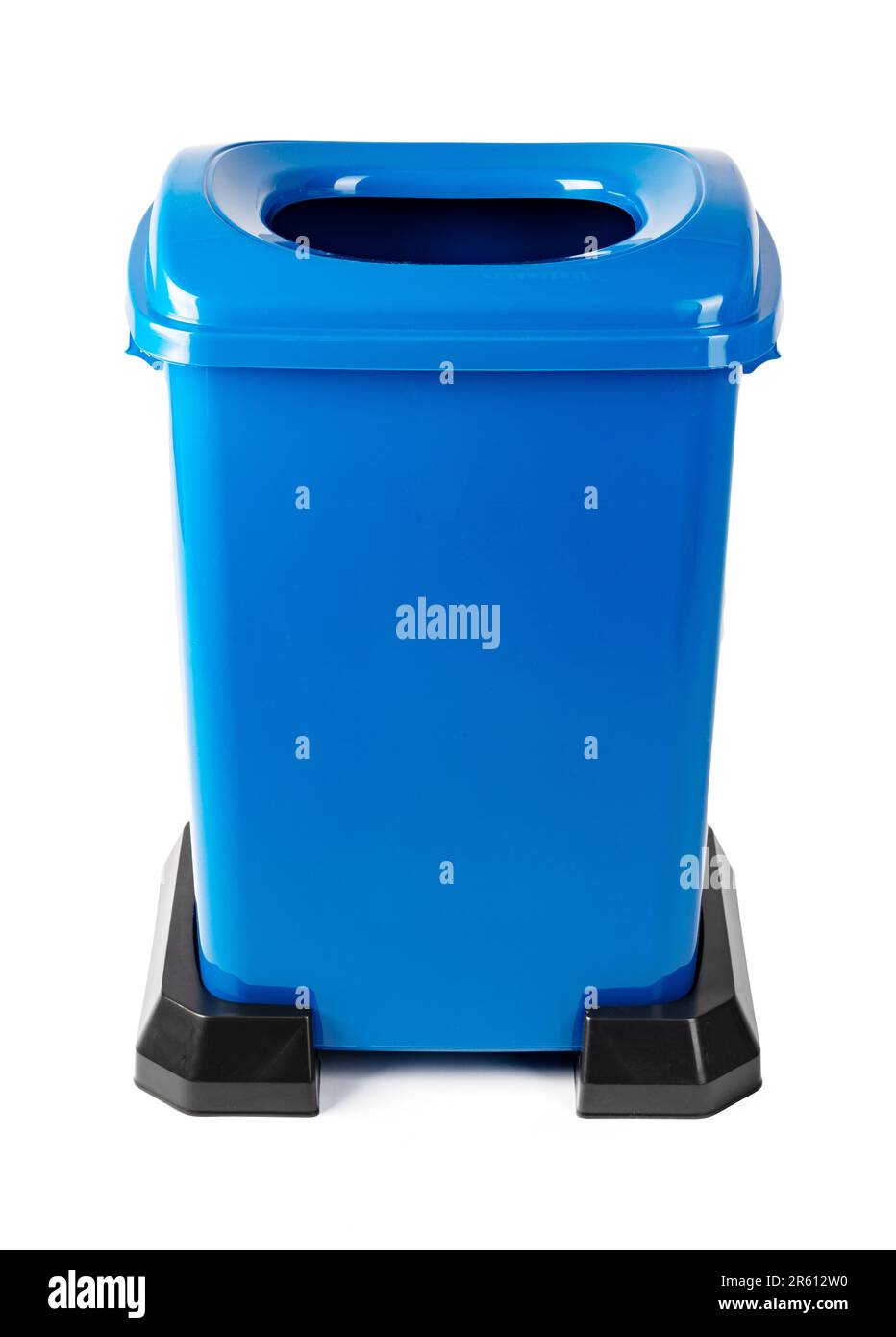 A blue trash bin isolated on white Stock Photo Alamy