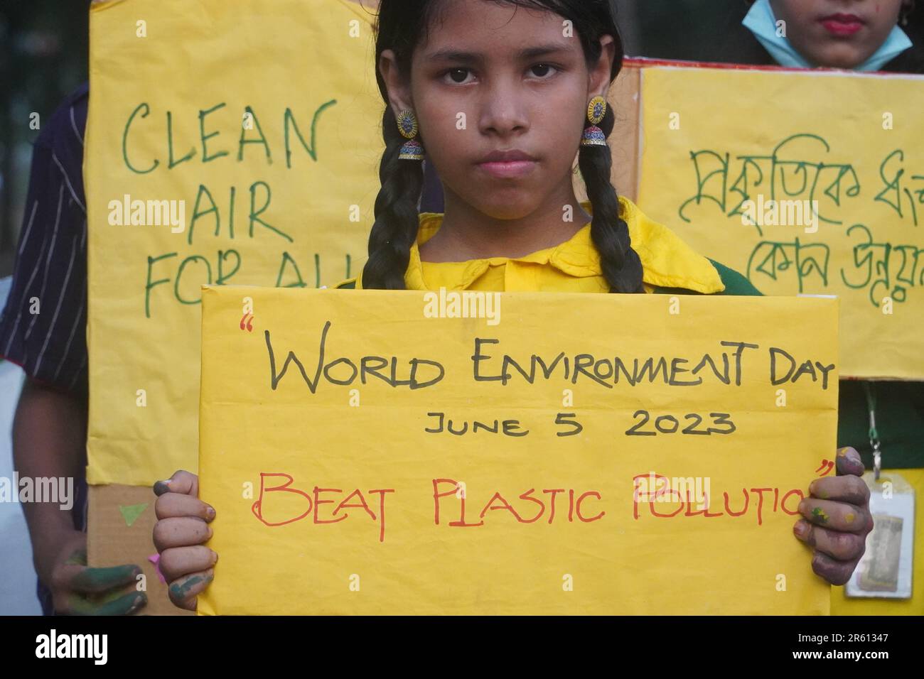 Dhaka, Bangladesh. 5th June, 2023. Students take part in an event that