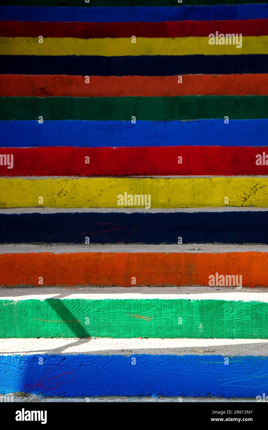 Rainbow stairs in Tirilye Bursa Turkey Stock Photo