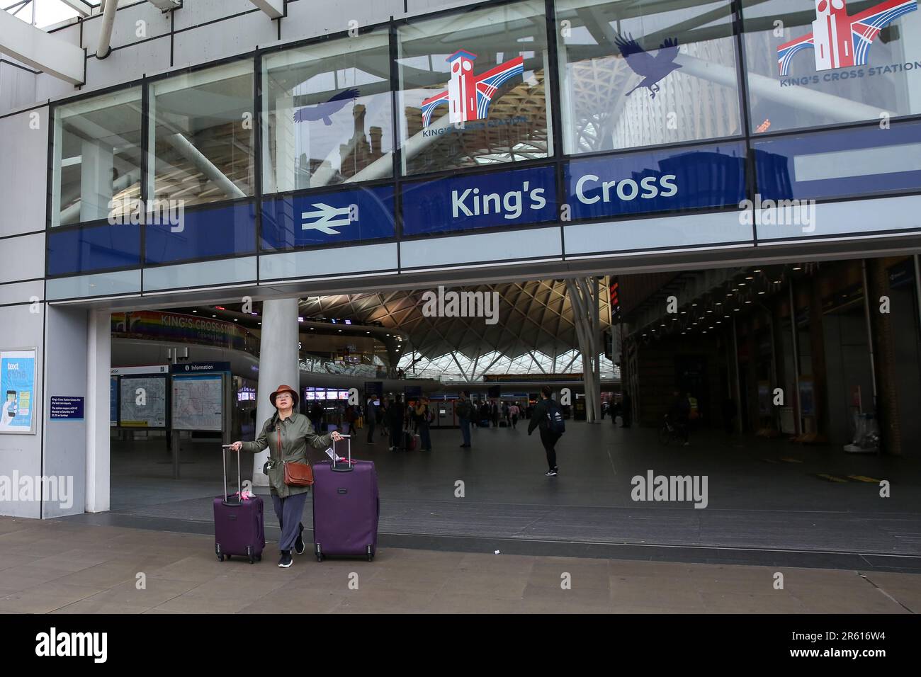 London, UK. 2nd June, 2023. A passenger leaves London King's Cross station. (Credit Image: © Steve Taylor/SOPA Images via ZUMA Press Wire) EDITORIAL USAGE ONLY! Not for Commercial USAGE! Stock Photo