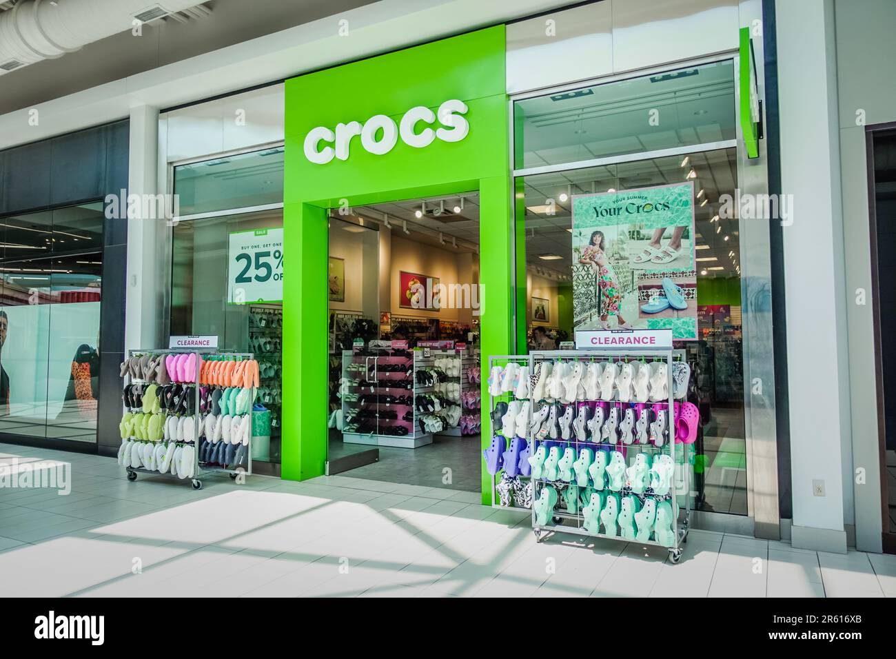 Crocs, american footwear company, retail store entrance Stock Photo - Alamy