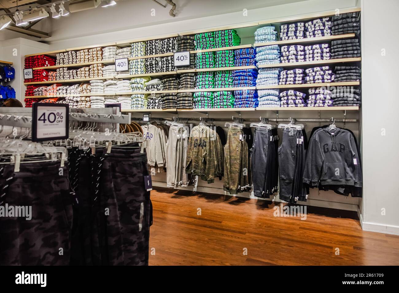 Inside a Gap clothing store Stock Photo - Alamy