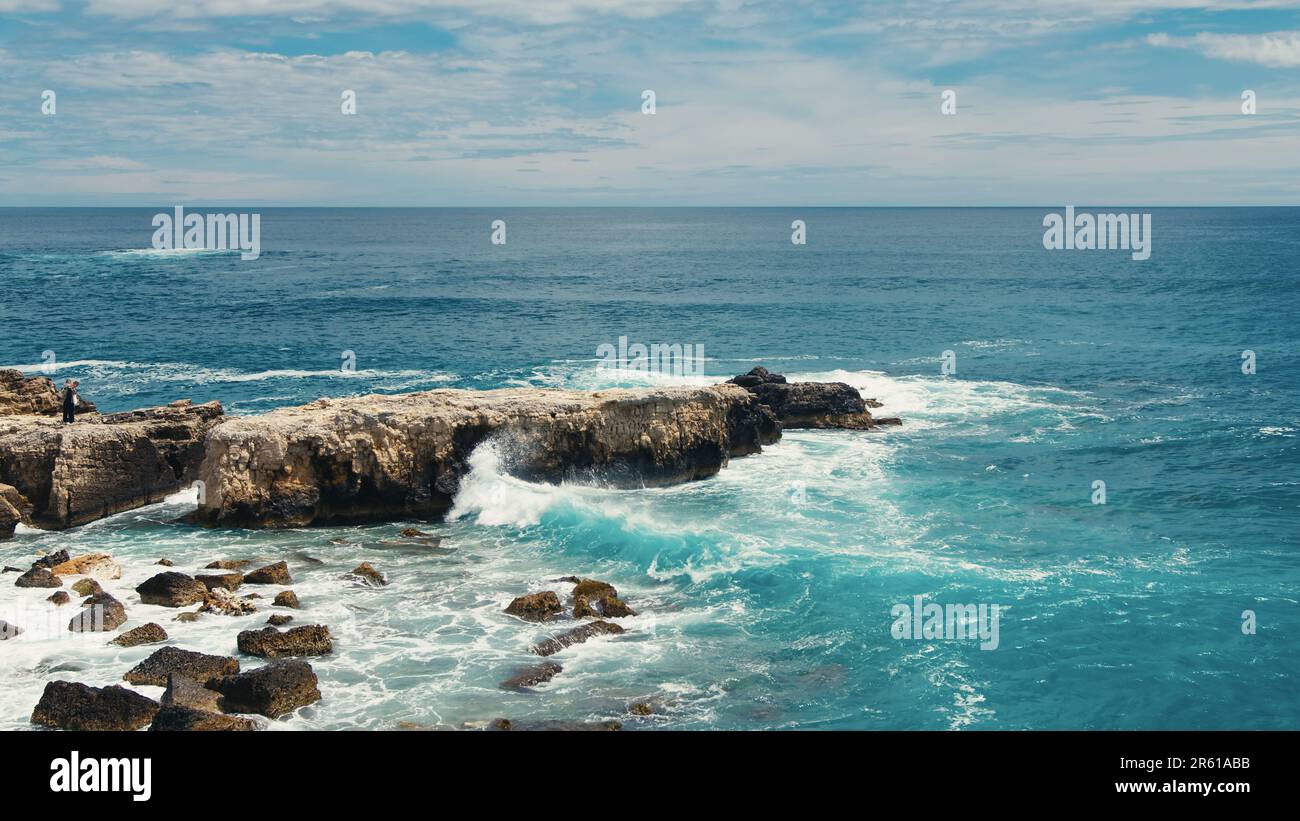 Sea waves crash on the rock Stock Photo - Alamy