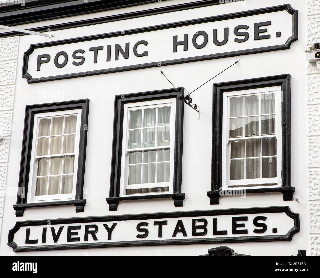 Surrey, UK - April 5th 2023: The exterior of The Angel Hotel which historically served as a posting house, in the town of Guildford in Surrey, UK. Stock Photo