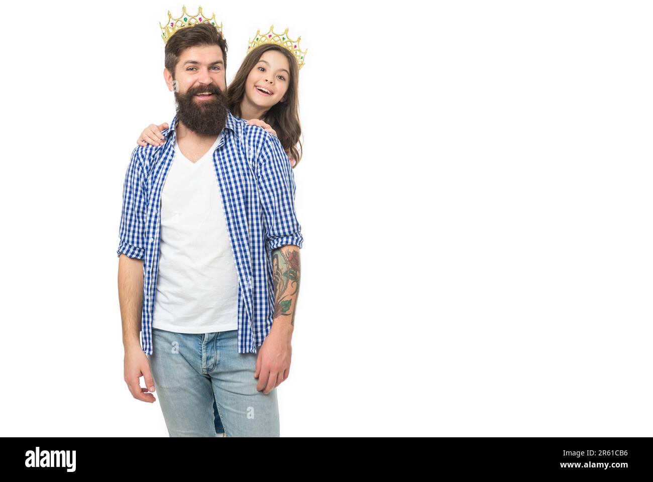 King and princess concept. Bearded hipster and little daughter. Family  heritage. Crown richness and monarchy. Crown symbol of royal. Luxury life  Stock Photo - Alamy