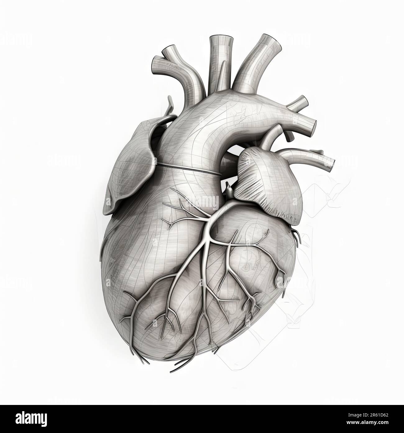 A 3D model of a human heart in a drawing style Stock Photo Alamy