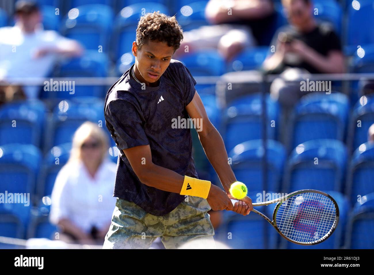 Canada's Gabriel Diallo in action during the Men's Singles Round of 32