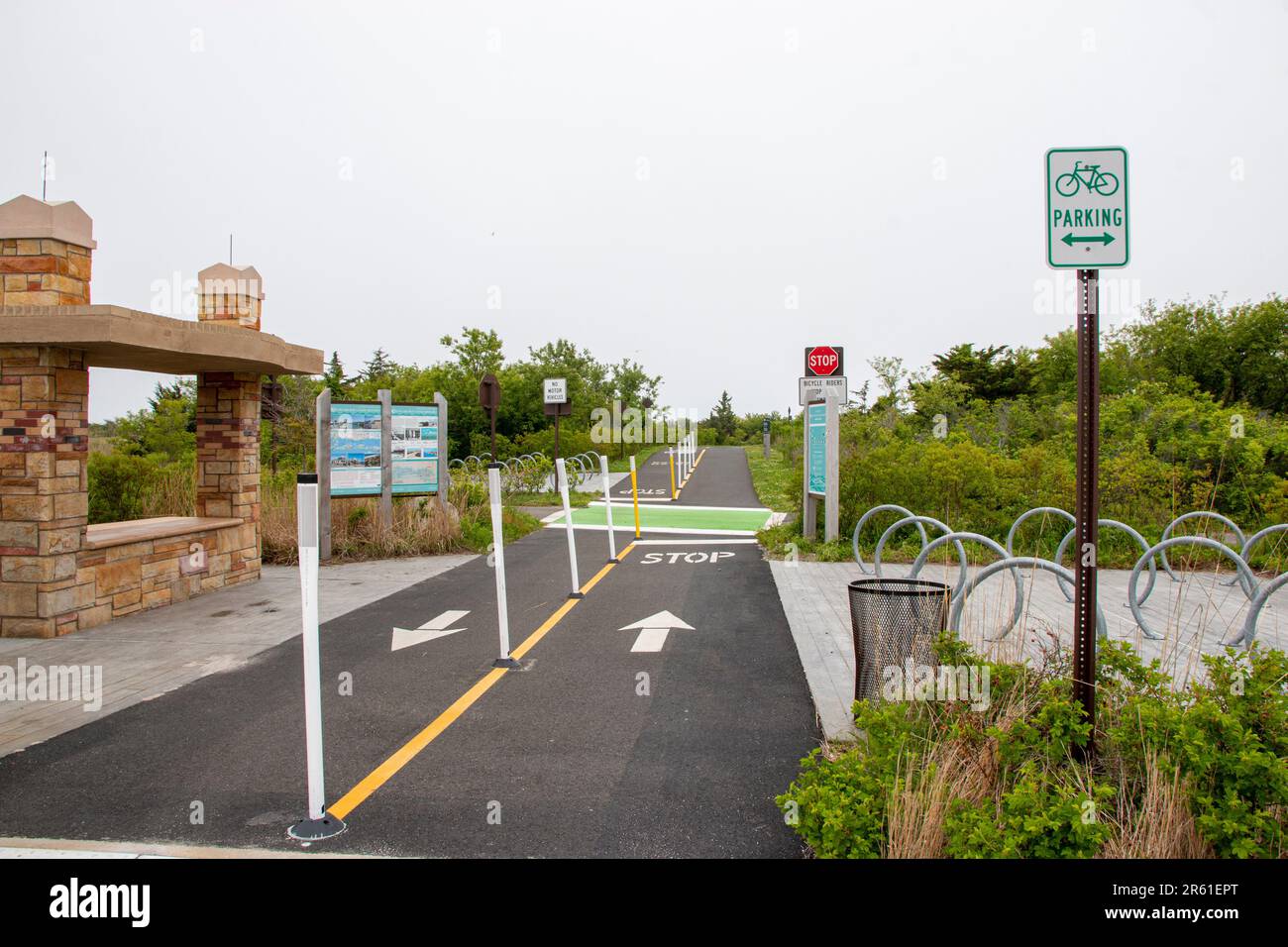 The start of a bike path from Captree boat basin to Jones Beach riding
