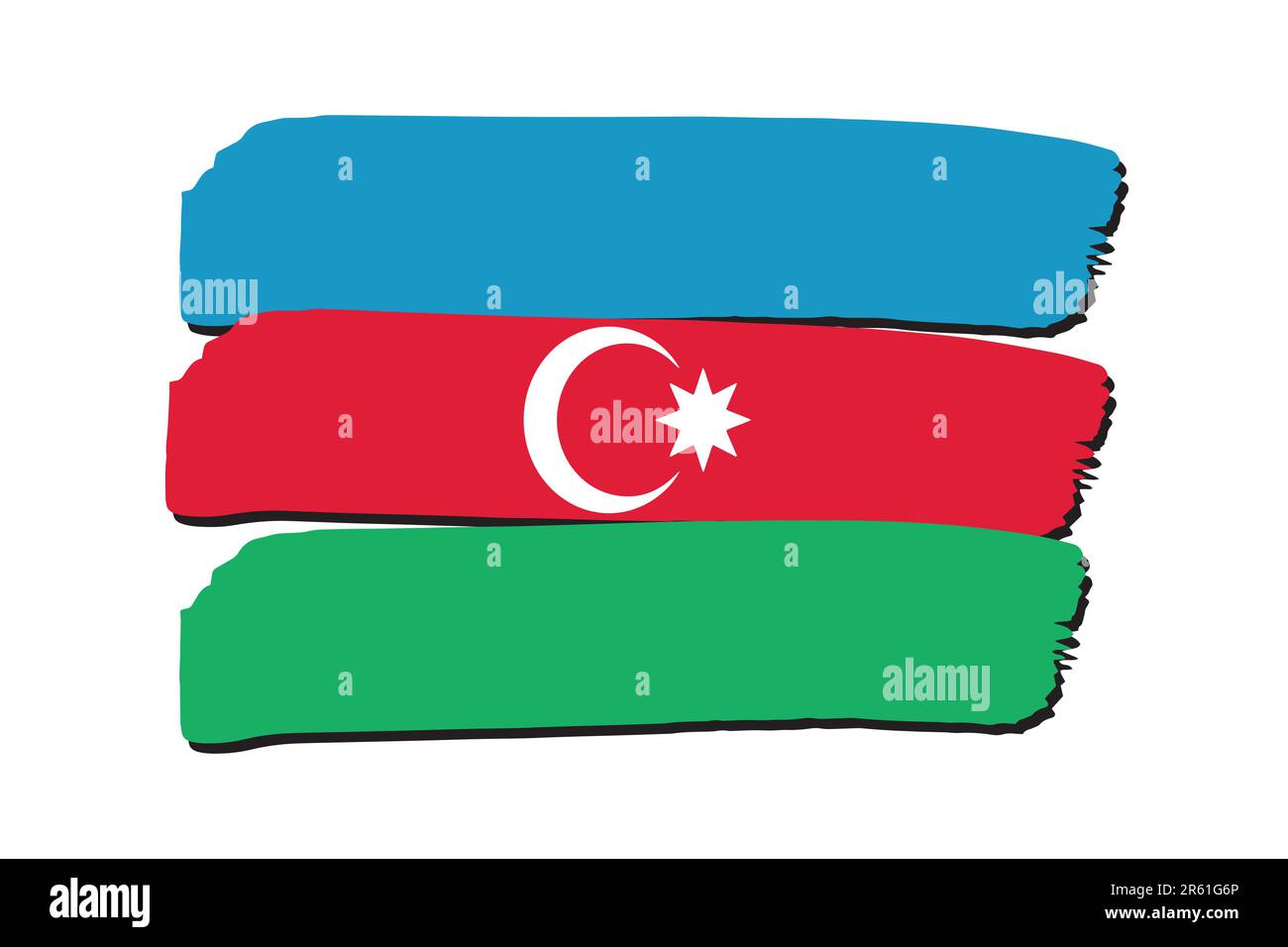 Azerbaijan Flag with colored hand drawn lines in Vector Format Stock Vector