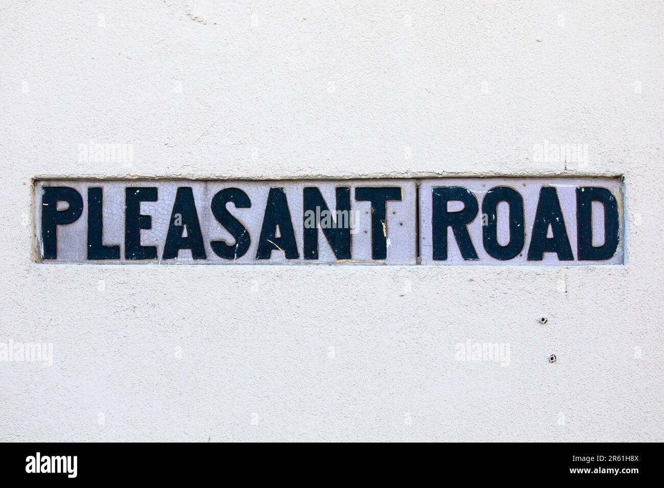 Close-up of the street sign for Pleasant Road in Southend-on-Sea, Essex, UK. Stock Photo