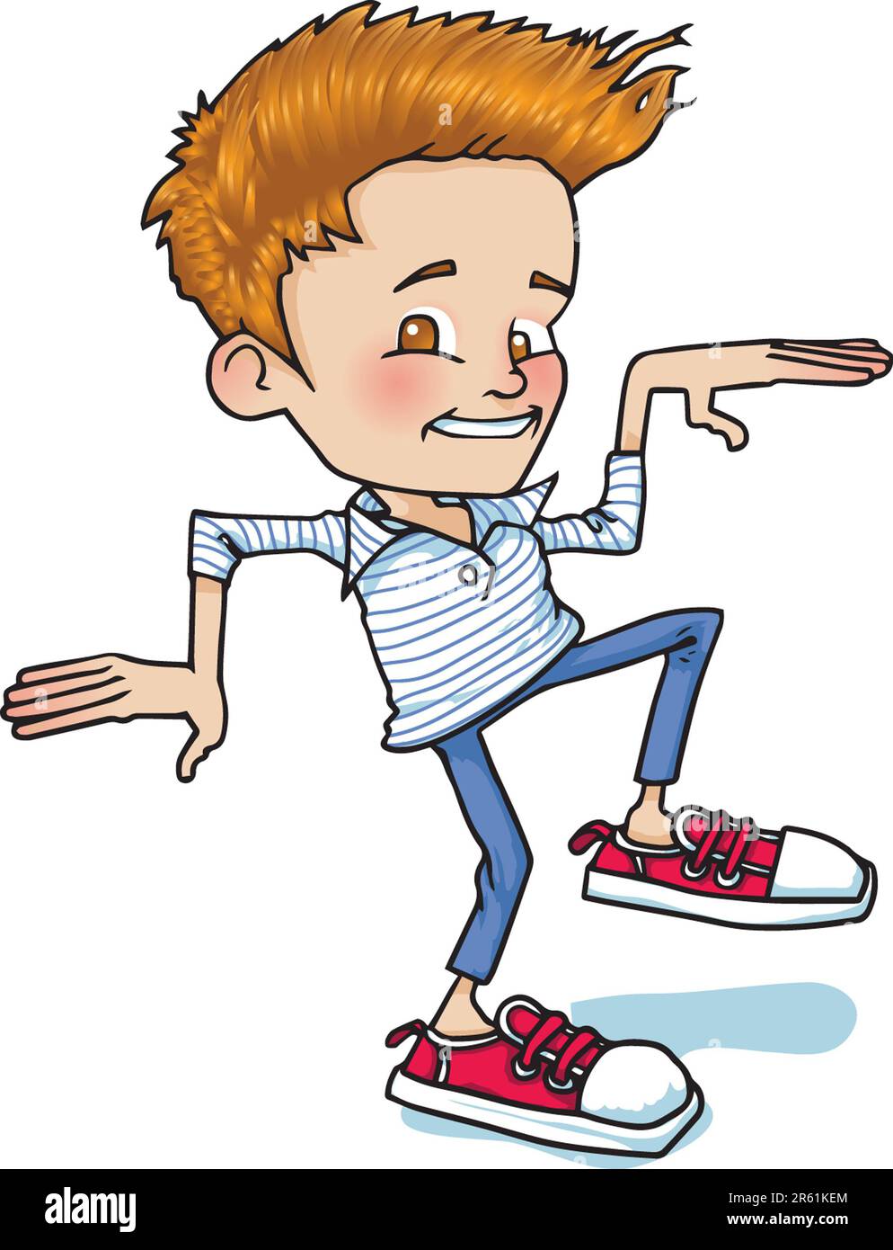 White boy standing like a figure from egyptian hieroglyphs hi-res stock