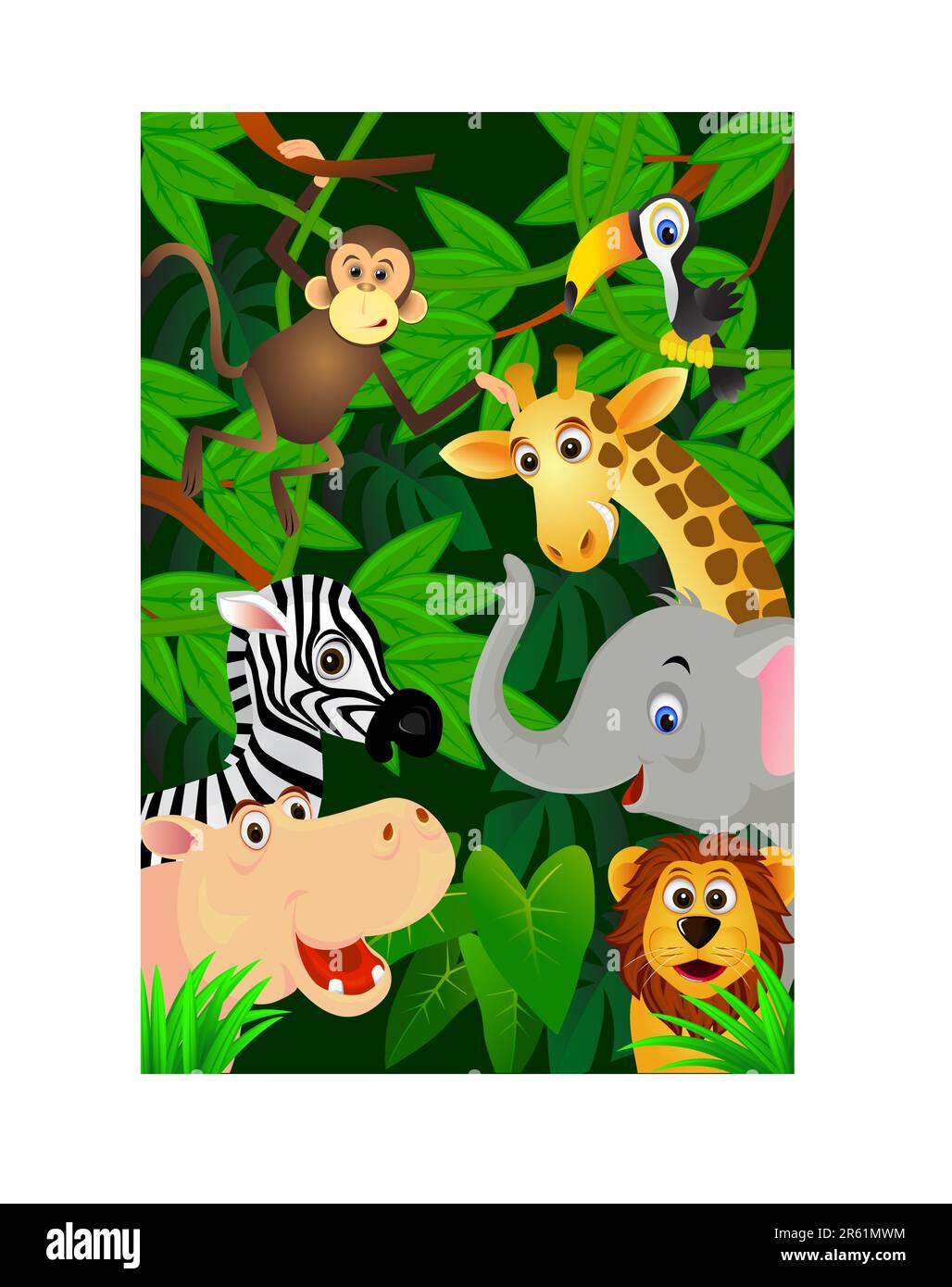 Vector illustration ofcute animal in jungle Stock Vector Image & Art ...