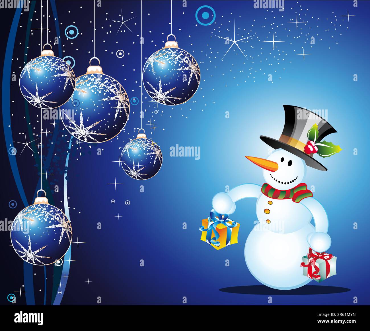 Merry Christmas Greetings card with cartoon snowman Stock Vector Image ...