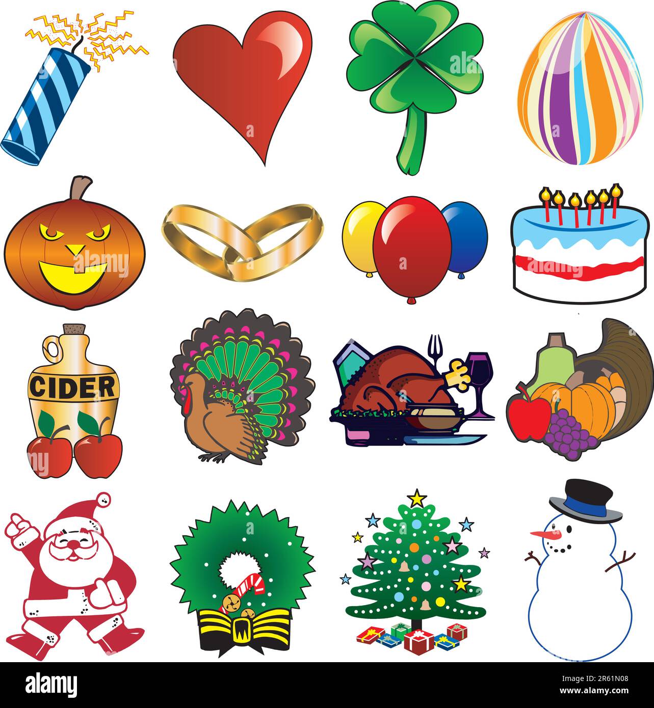Set of 16 Holiday Icons Stock Vector Image & Art - Alamy