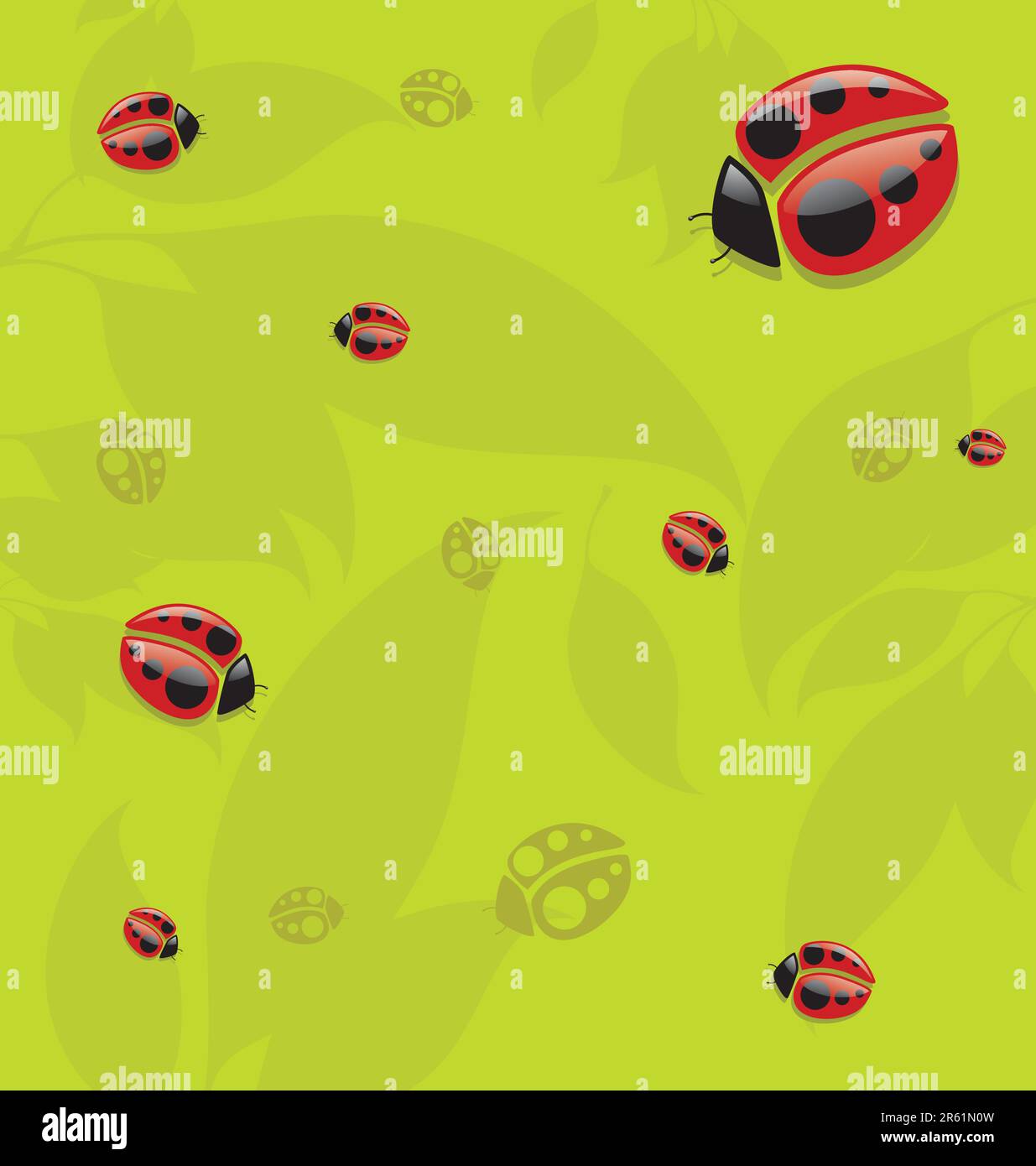 Lady Bug Spring Pattern A pattern designed with lady bugs and leaves Stock Vector Image & Art ...