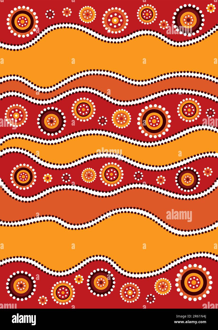 Vector pattern including ethnic Australian motive with multicolored typical elements Stock Vector