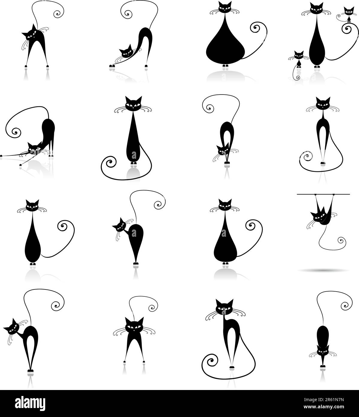 Black cat silhouette collections Stock Vector