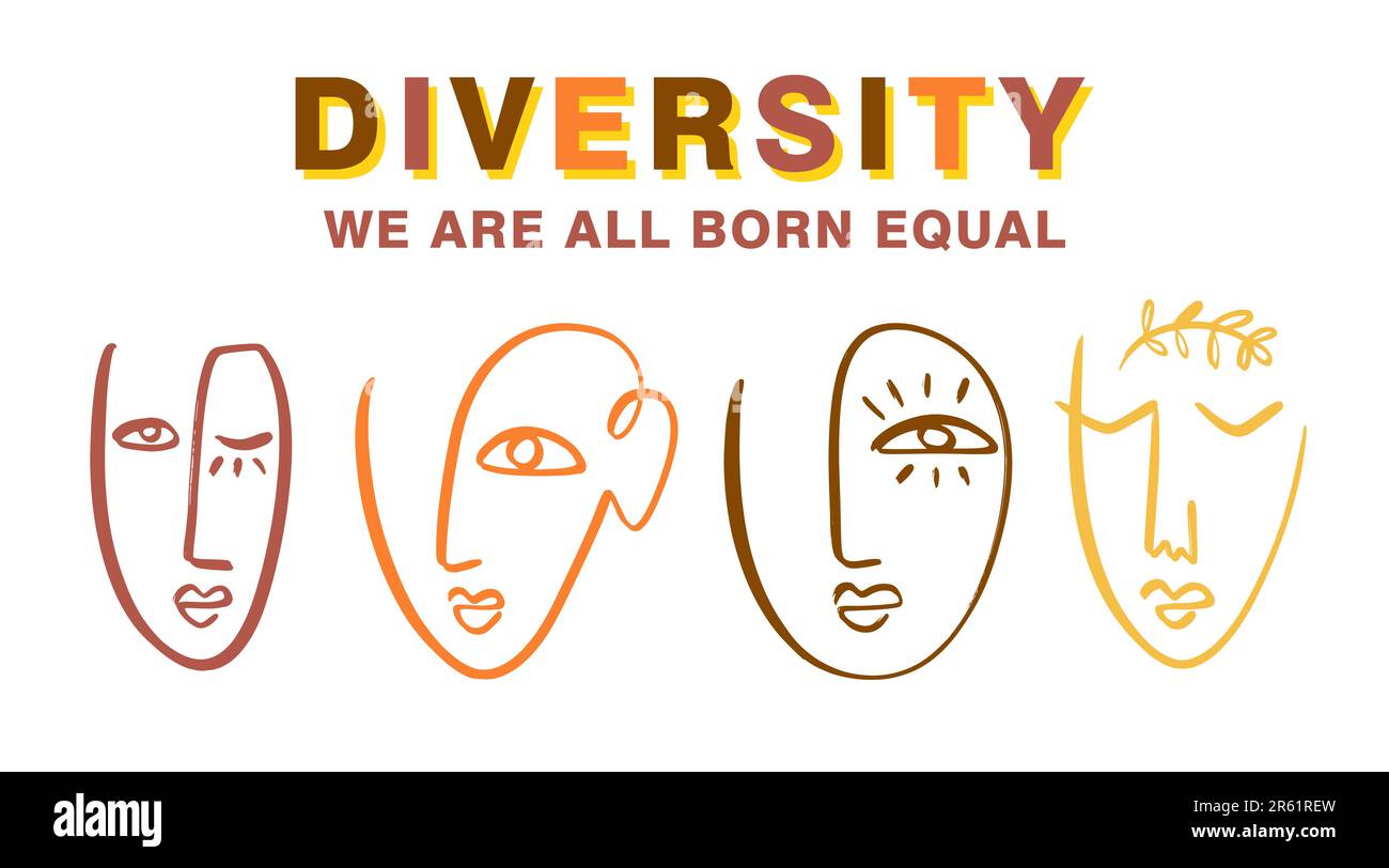 Diversity People banner racial equality concept Stock Vector