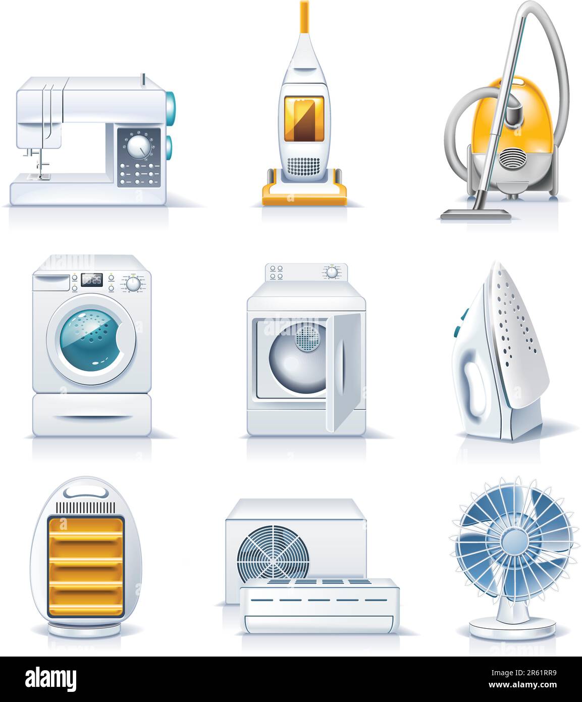 Set of the detailed domestic appliances icons Stock Vector
