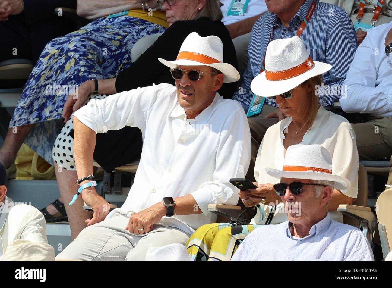 Paris, France. 06th June, 2023. Julien Courbet in the stands during French  Open Roland Garros 2023 on June 06, 2023 in Paris, France. Photo by Nasser  Berzane/ABACAPRESS.COM Credit: Abaca Press/Alamy Live News