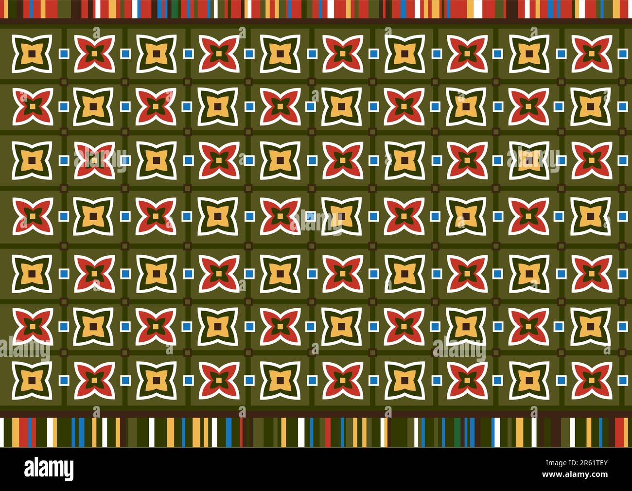 Vector pattern including ethnic African motive with multicolored typical elements Stock Vector