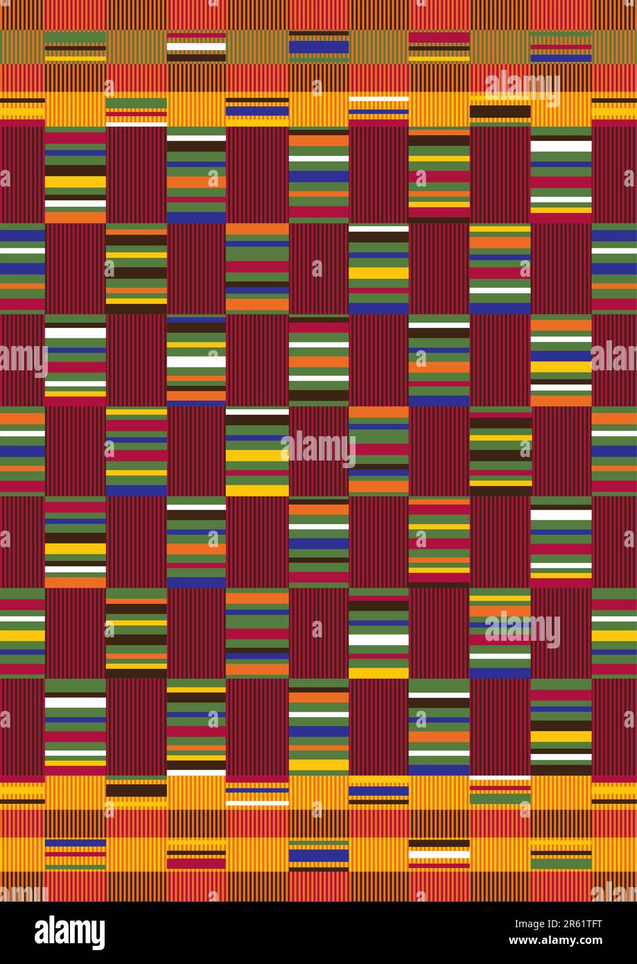 Vector carpet including ethnic African motive with multicolored typical elements Stock Vector
