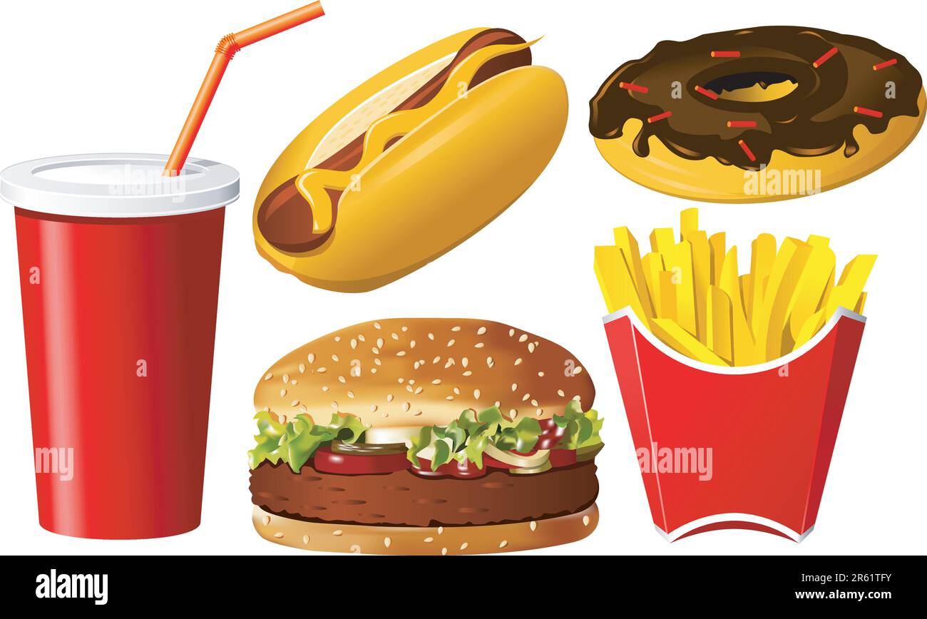 Fast food icon set Stock Vector