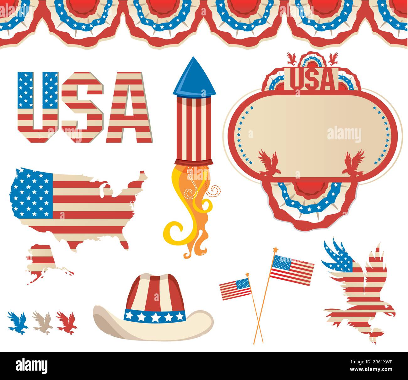 Retro National American symbolics Stock Vector