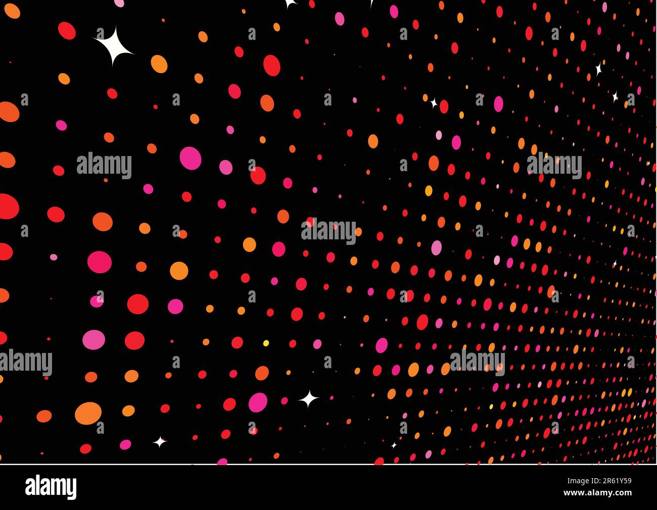 Vector illustration of disco lights dots pattern on black background Stock Vector