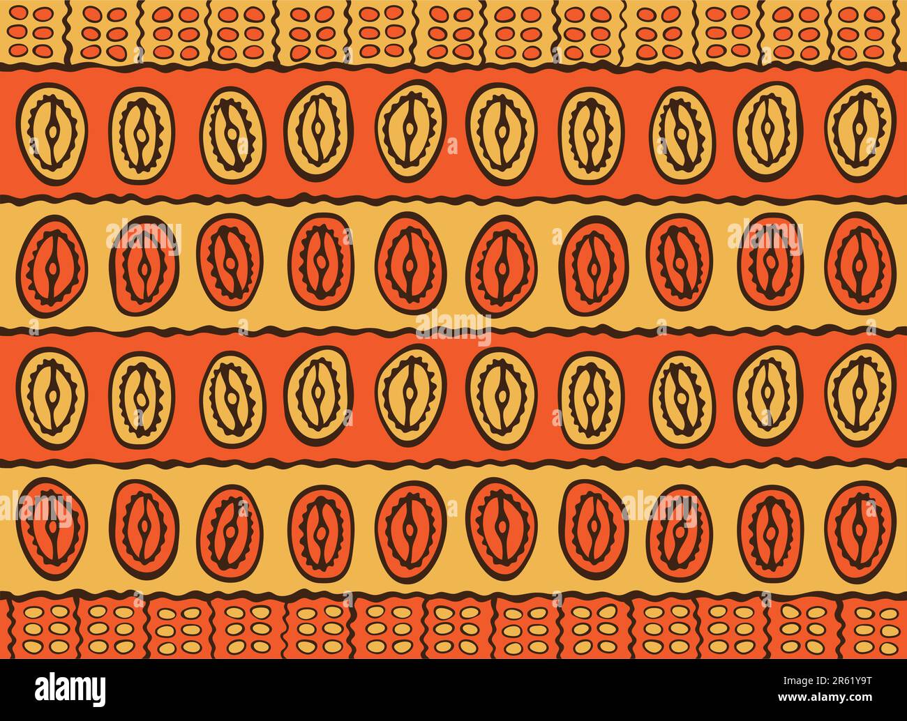 Vector pattern including ethnic African motive with multicolored typical elements Stock Vector