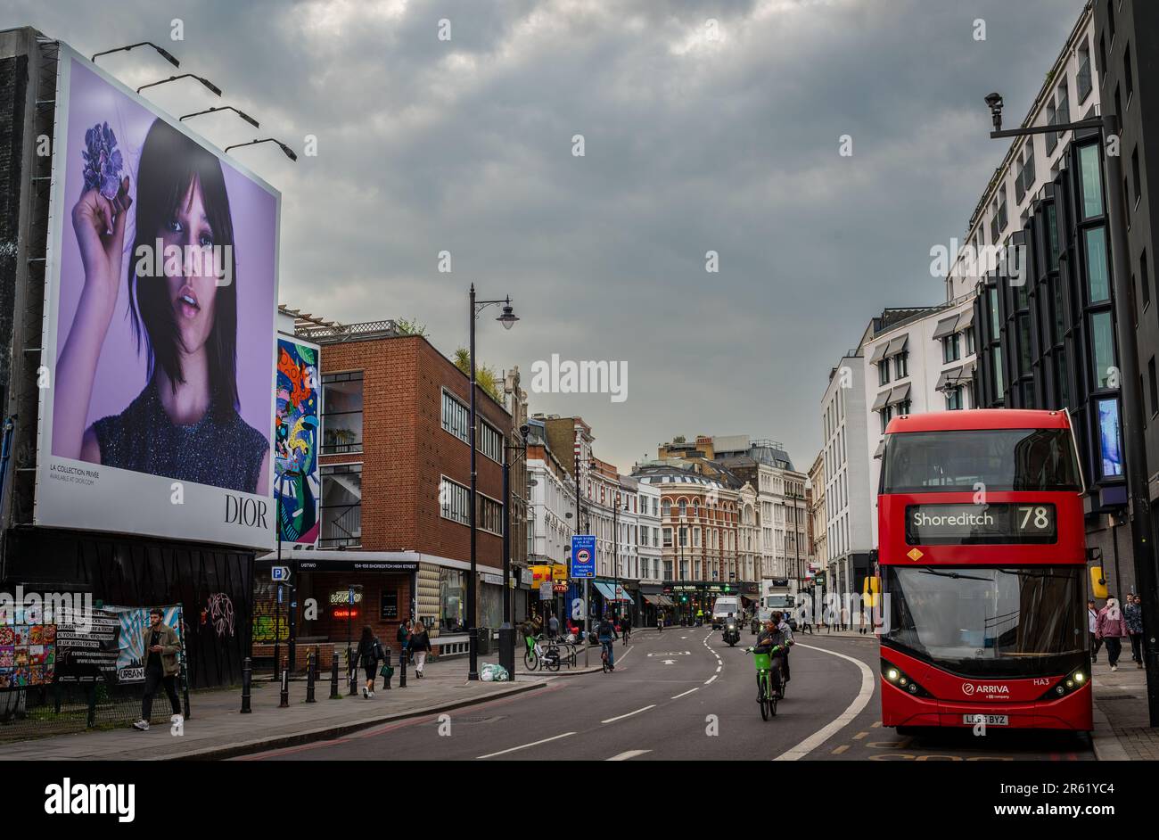 London, UK Looking north along Shoreditch High Street in London. With