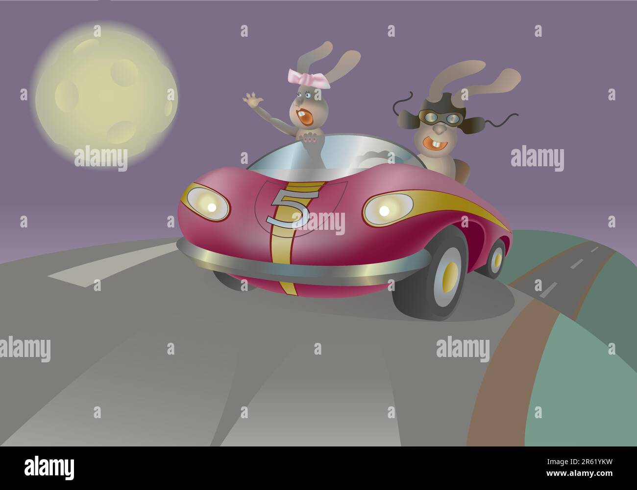 rabbits in the car Stock Vector Image & Art Alamy