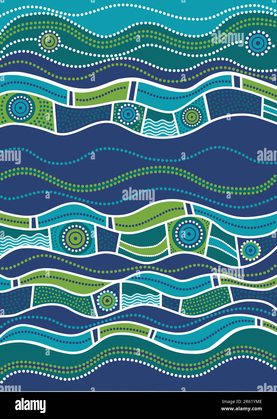 Vector pattern including ethnic Australian motive with multicolored typical elements Stock Vector