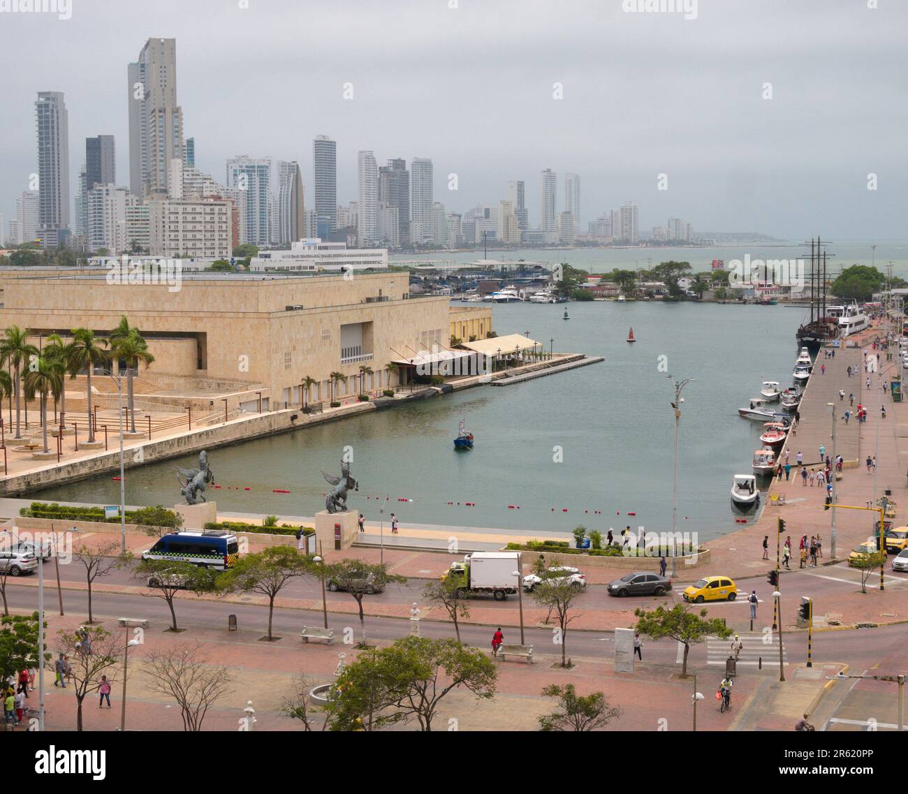 Cartagena port and Bocagrande Stock Photo