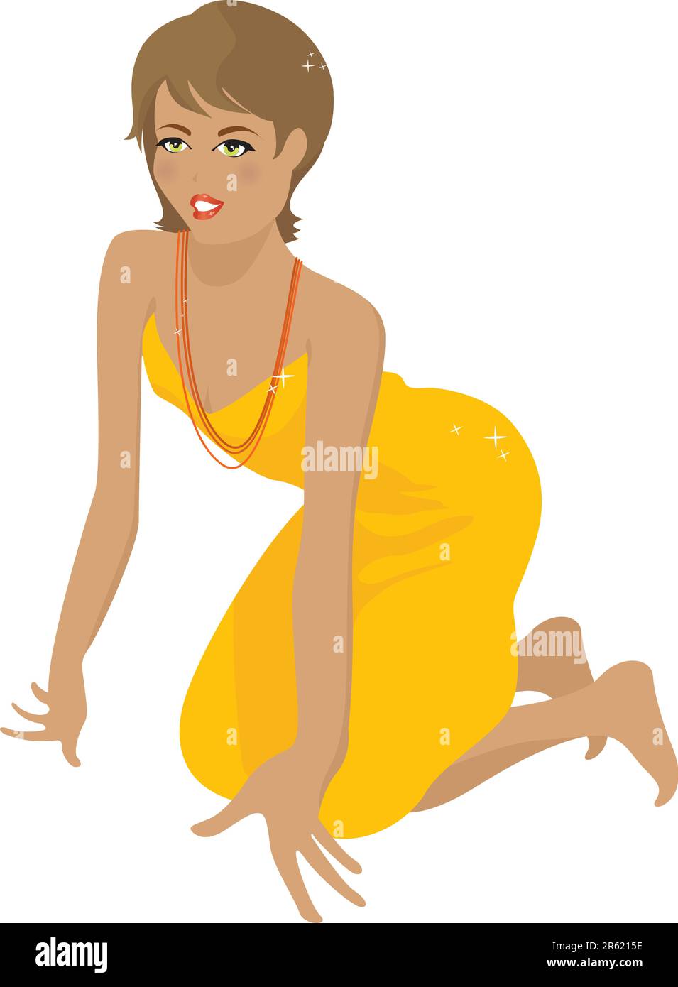 A beautiful woman in an evening gown Stock Vector