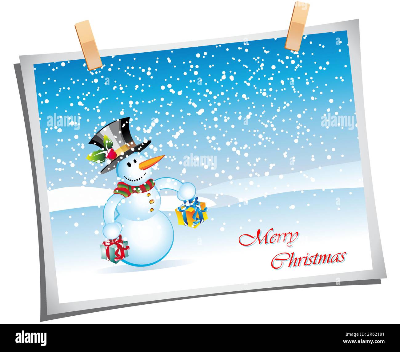 Merry Christmas Greetings card with cartoon snowman Stock Vector Image ...