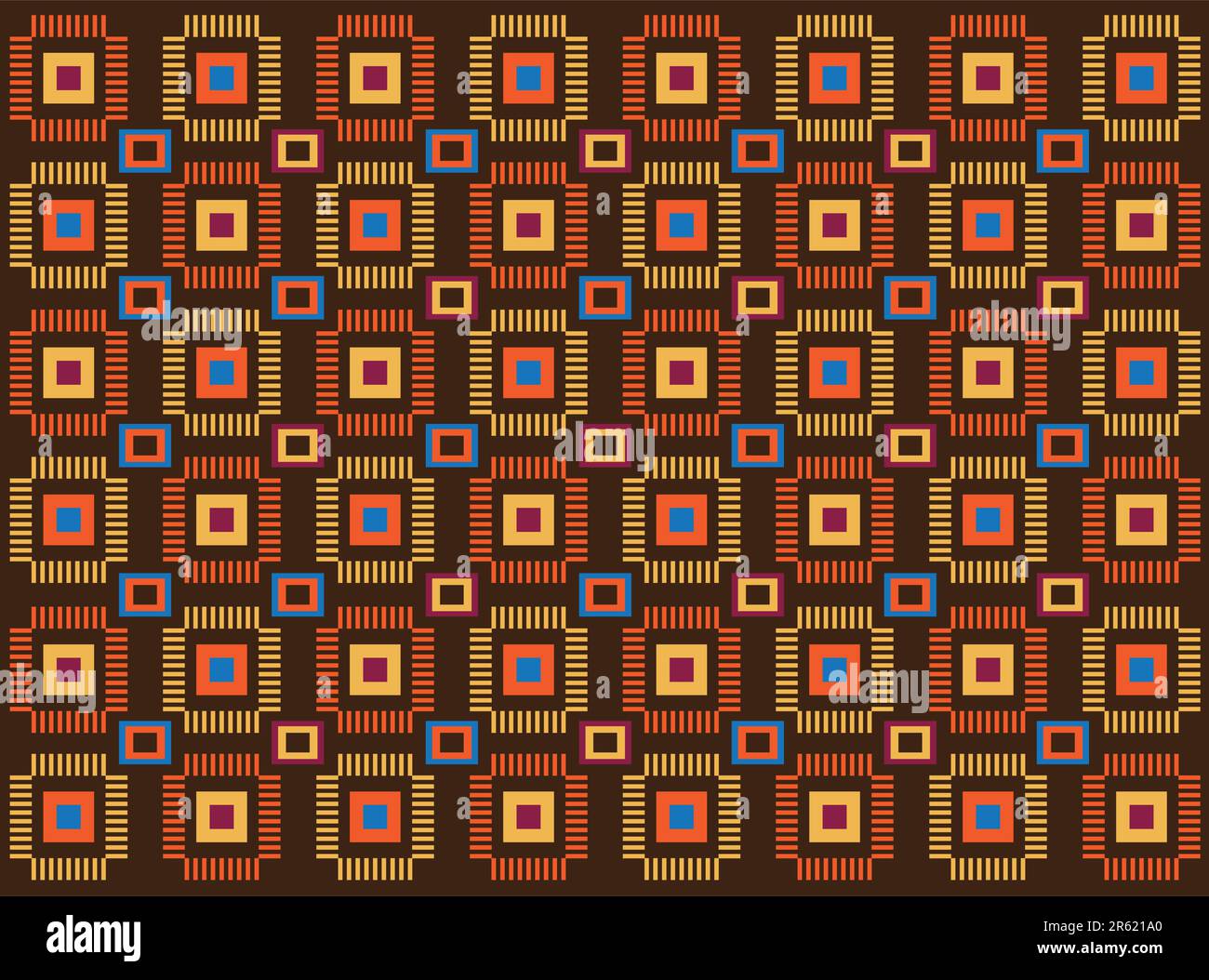 Vector pattern including ethnic African motive with multicolored typical elements Stock Vector