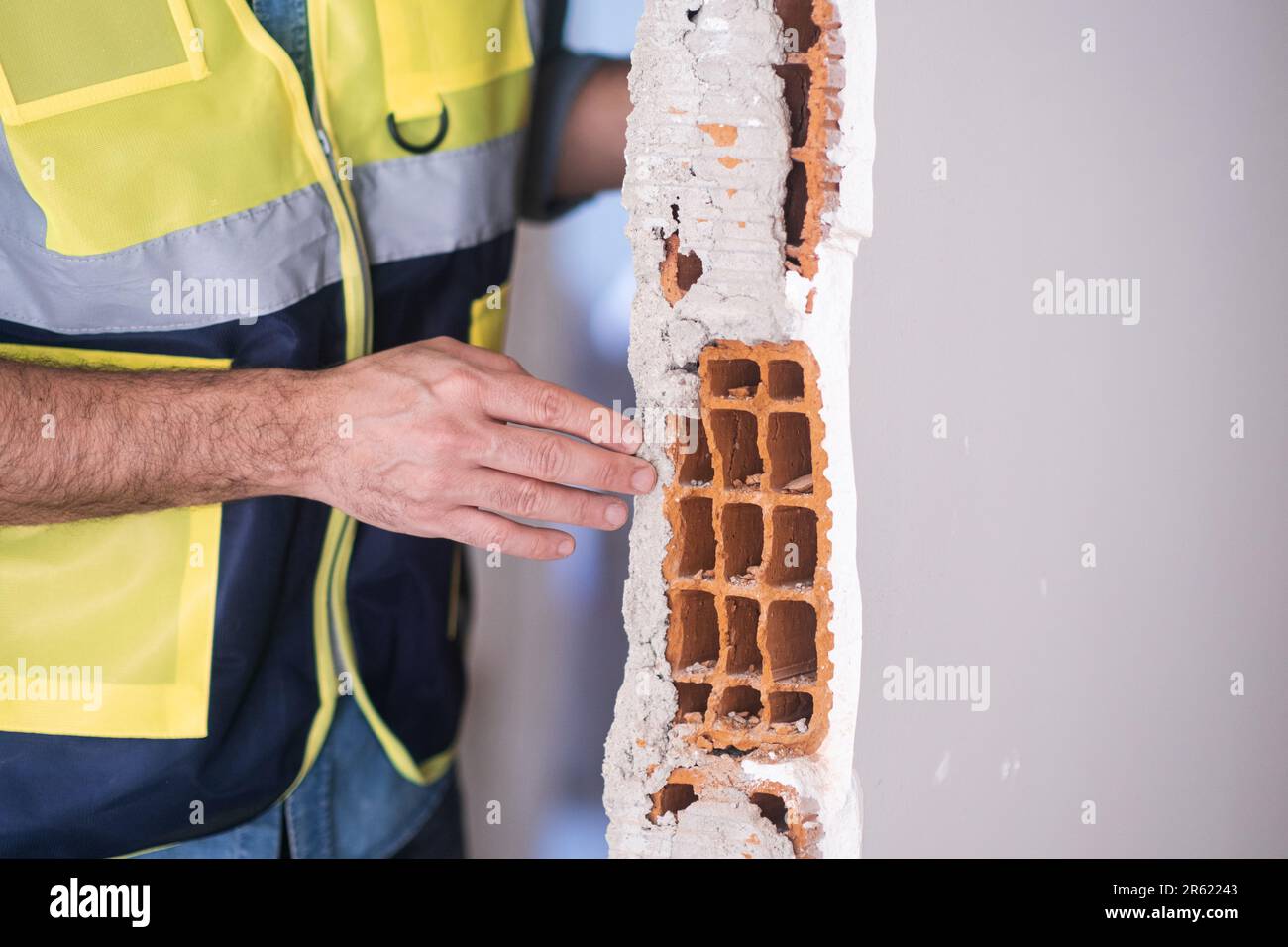 Checking Point Wall Architect checking wall construction material construction quality ...