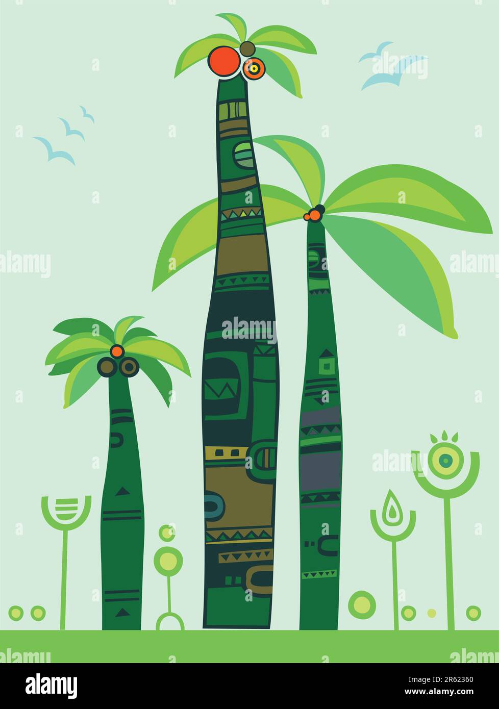 jungle palm trees. Stock Vector