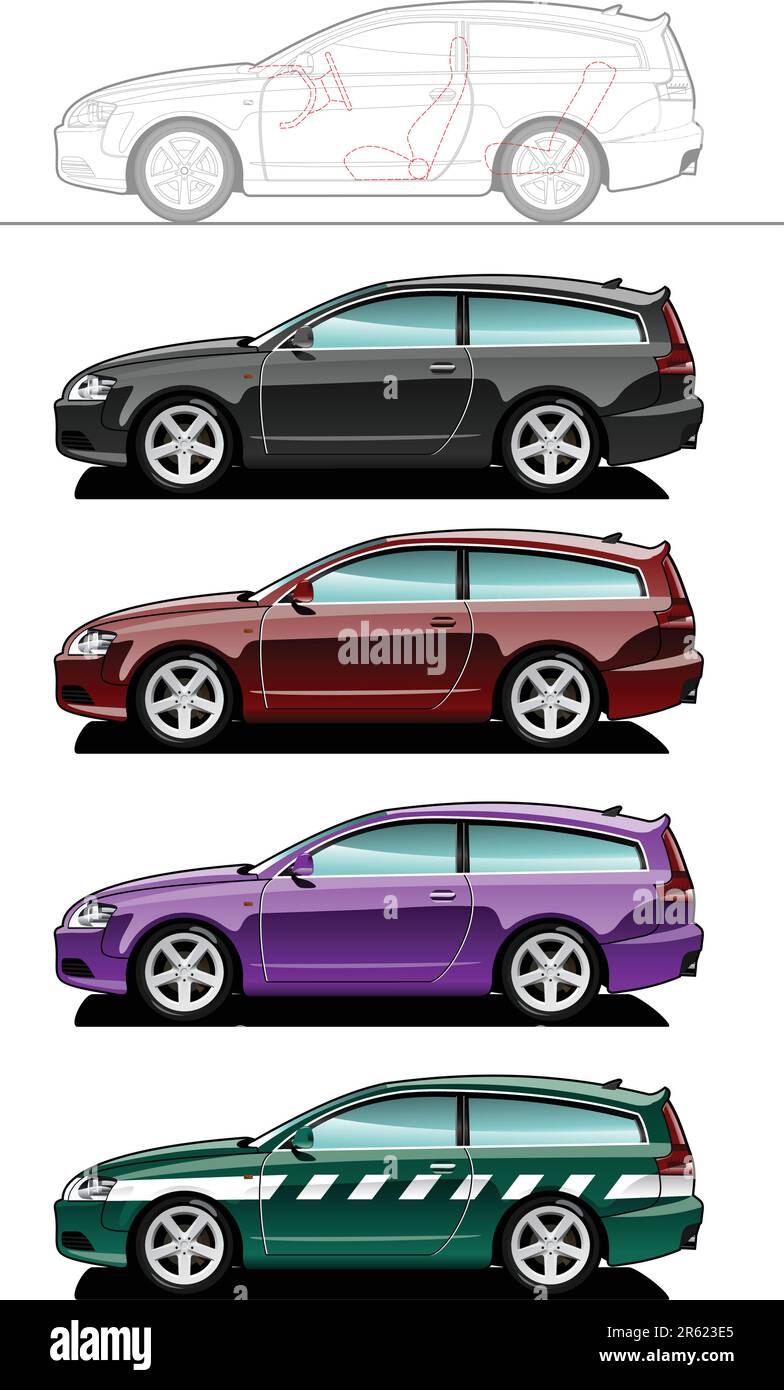Shooting-brake. part of my collections  of Car body style. Simple gradients only - no gradient mesh Stock Vector