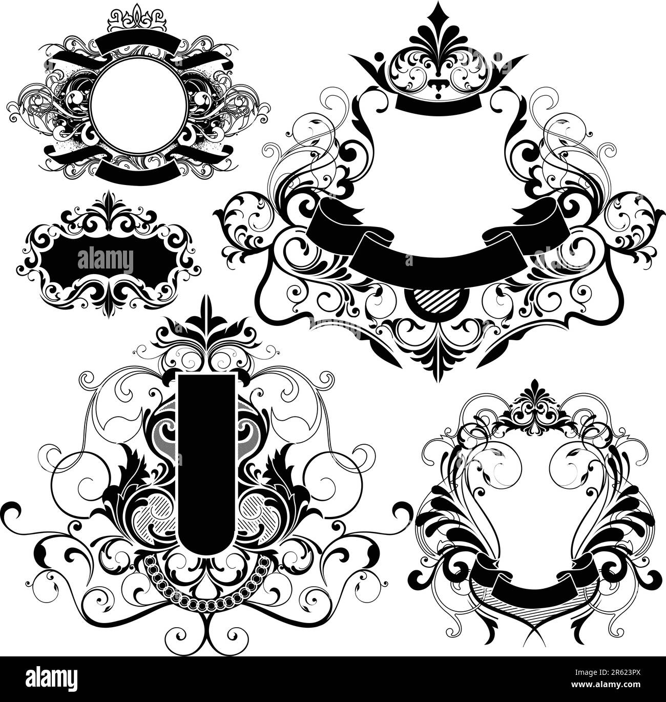 illustration drawing of floral design elements Stock Vector Image & Art ...