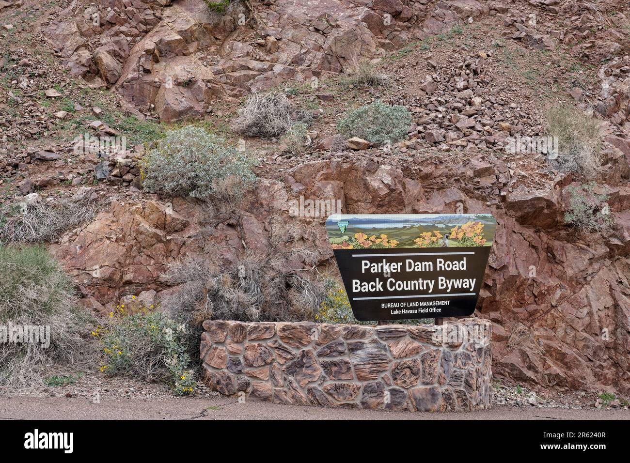 Parker Dam, CA March 10, 2023 Bureau of Land Management sign for Parker Dam Road Back Country