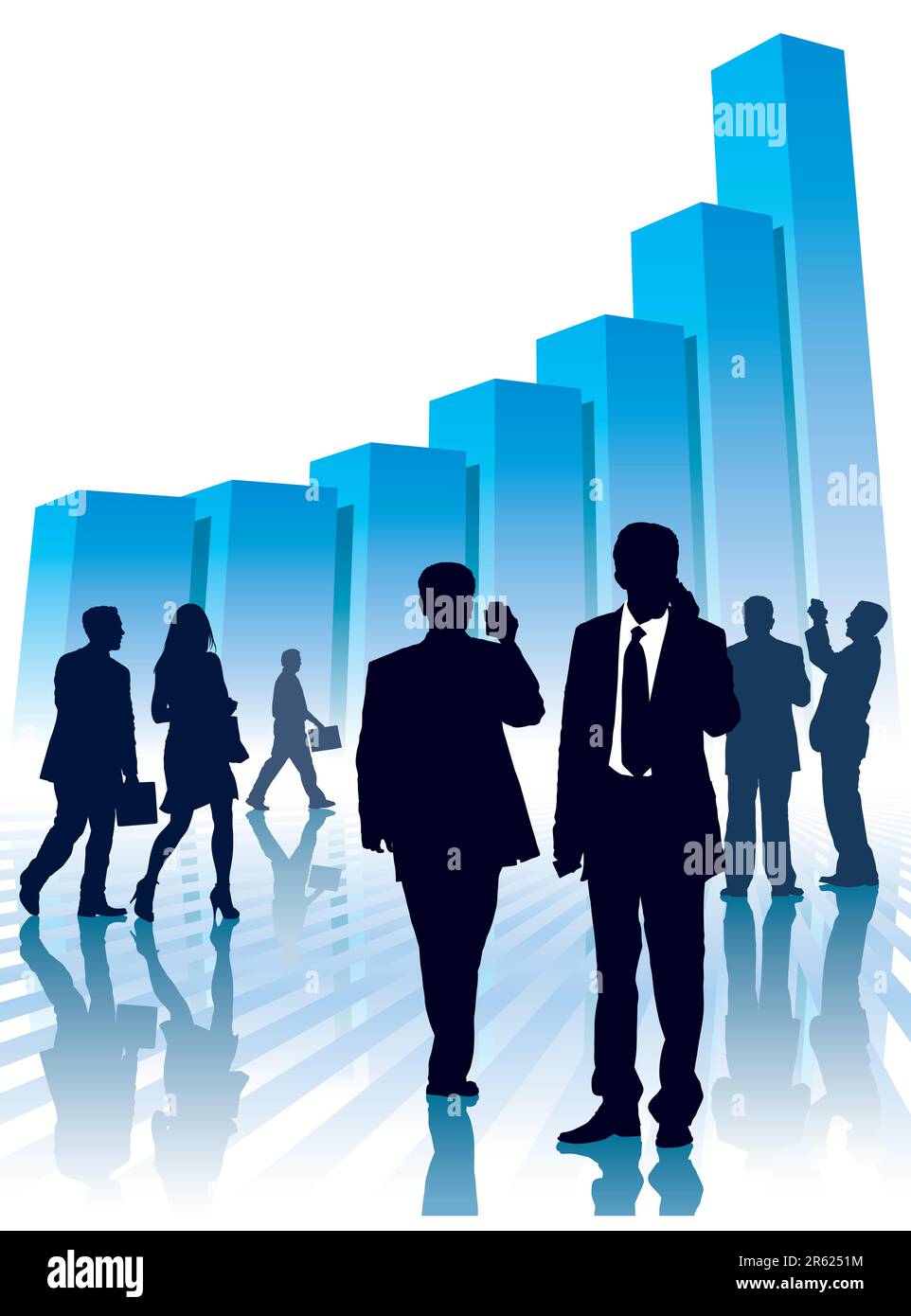 Businesspeople and a large graph, conceptual business illustration. Stock Vector