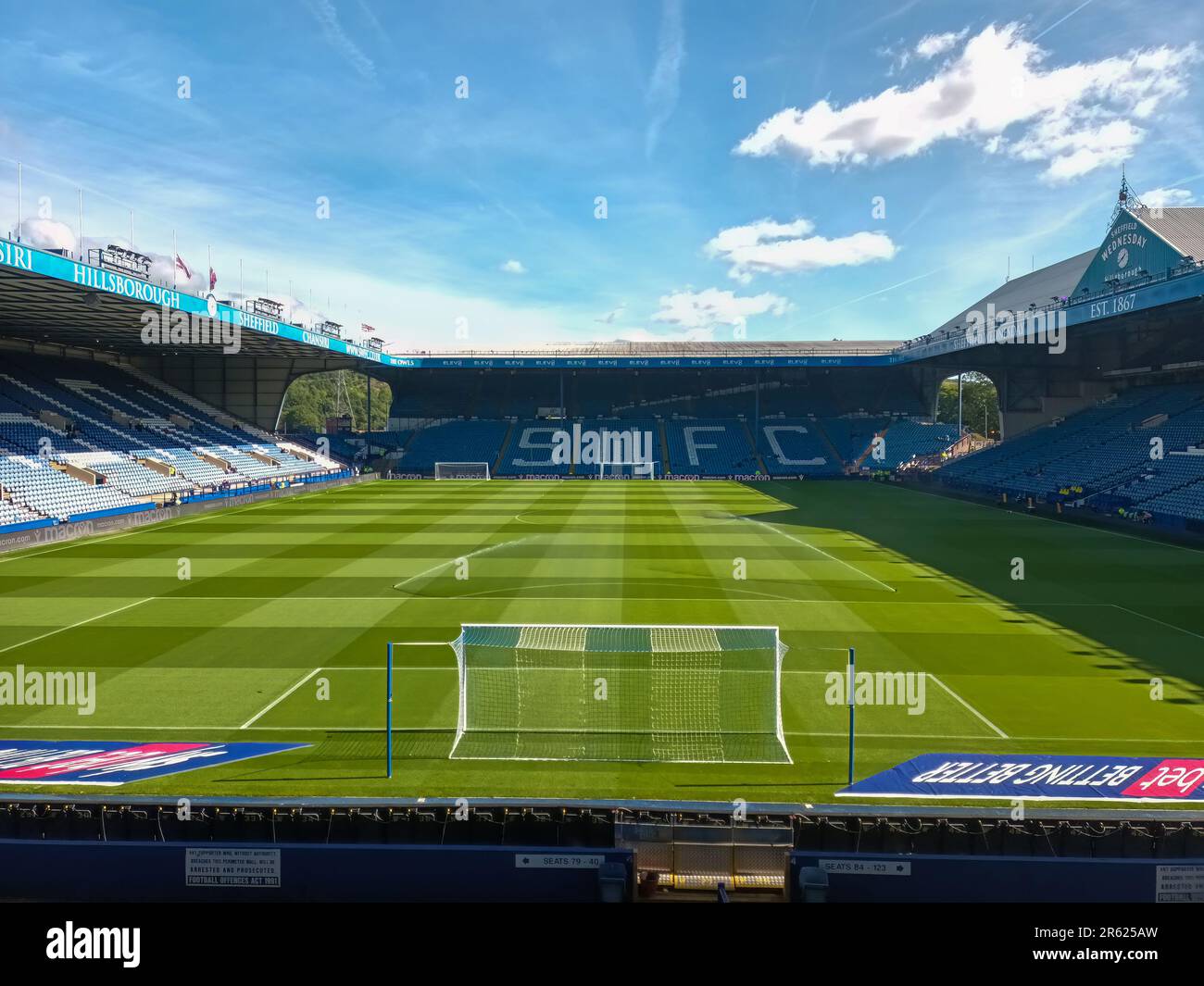 The pitch at Hillsborough, home of Sheffield Wednesday FC in South Yorkshire, UK Stock Photo
