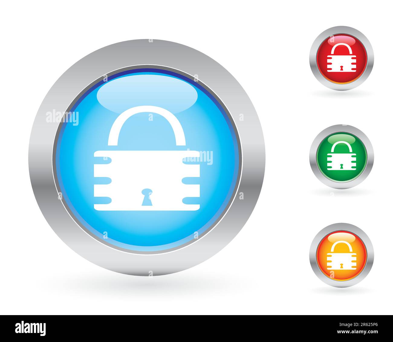 Glossy padlock button set. More button sets in my portfolio. Stock Vector