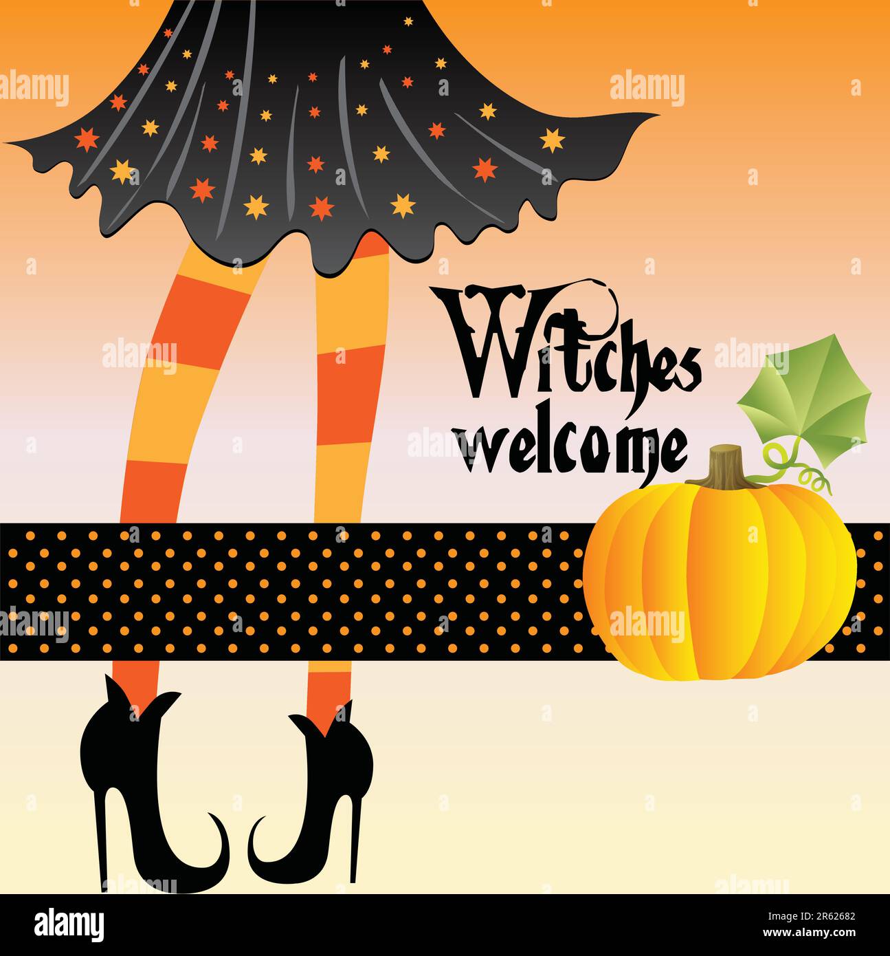 witch with pumpkin Stock Vector