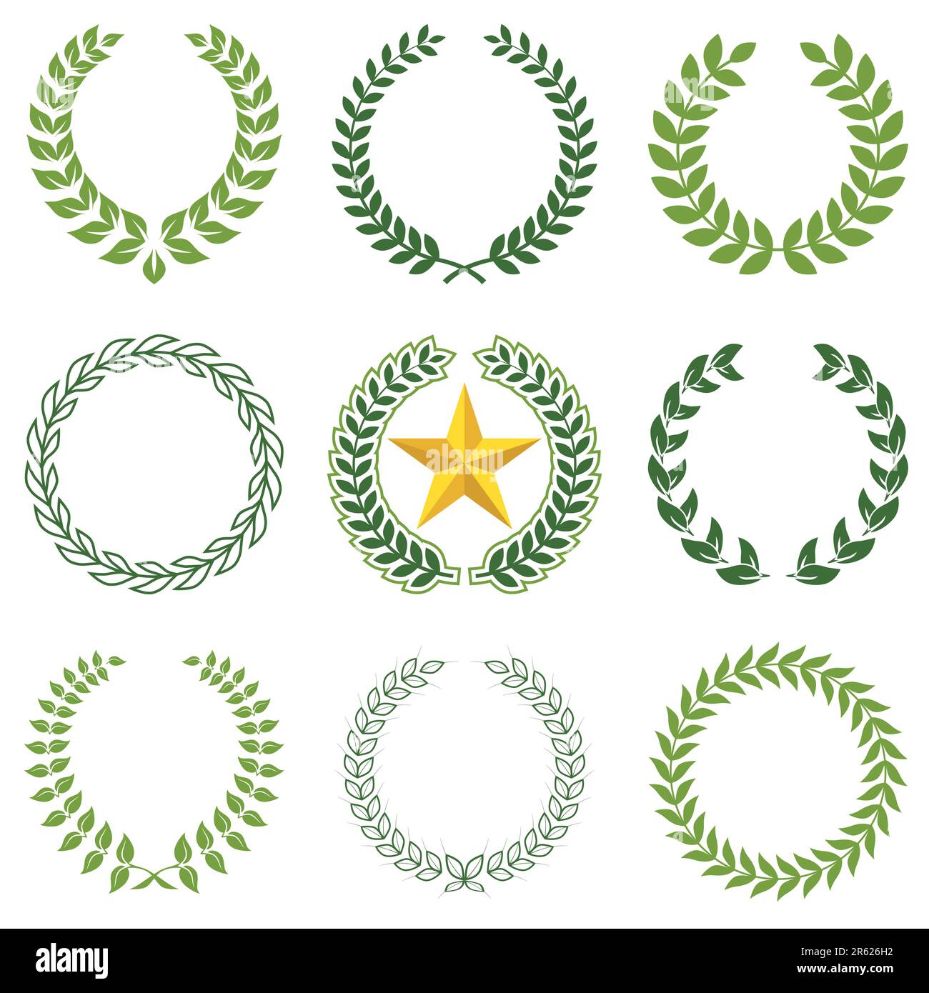 set of 9 laurel wreaths, vector illustration Stock Vector Image & Art ...