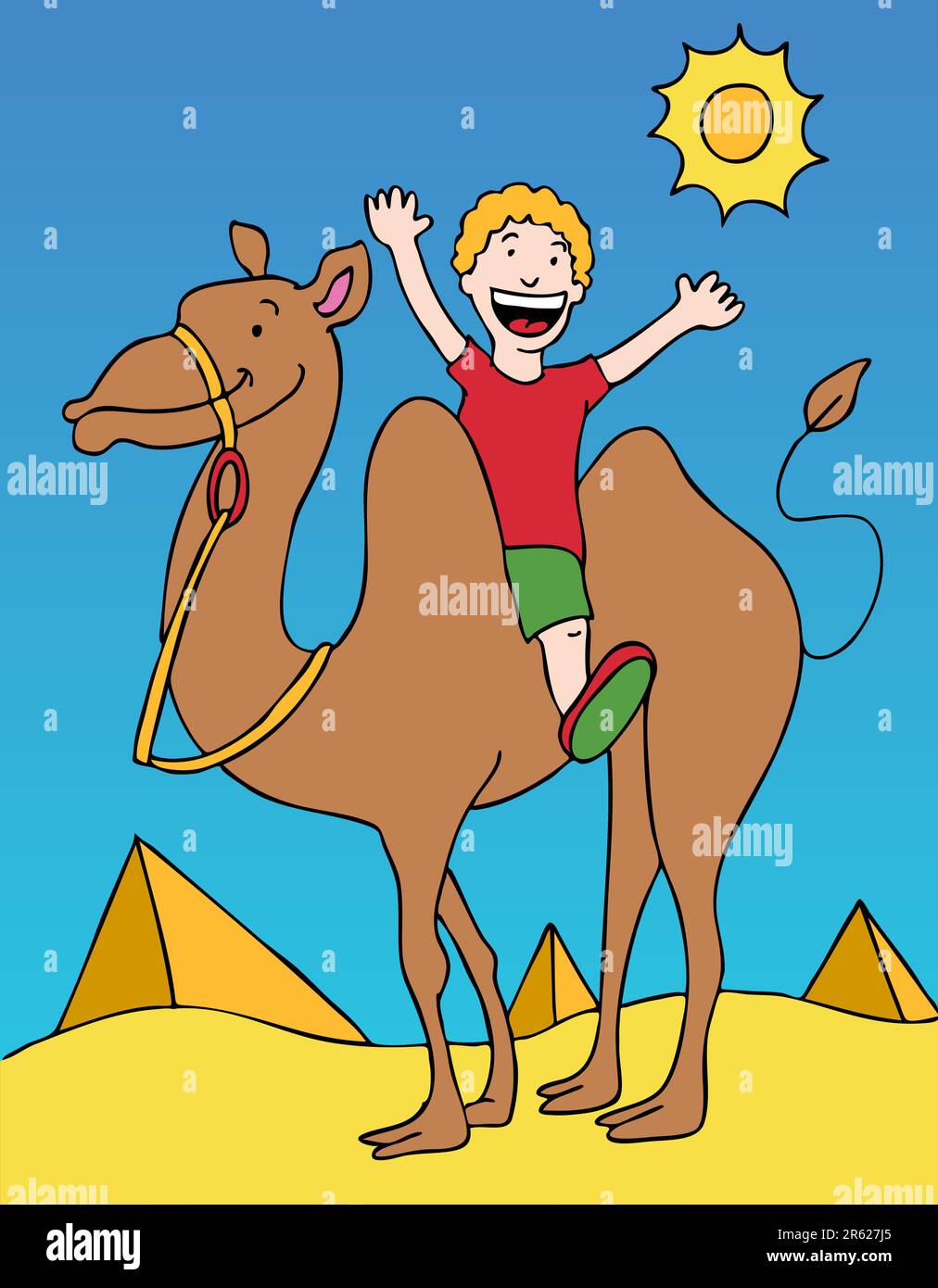 Child rides a camel in the desert Stock Vector Image & Art - Alamy